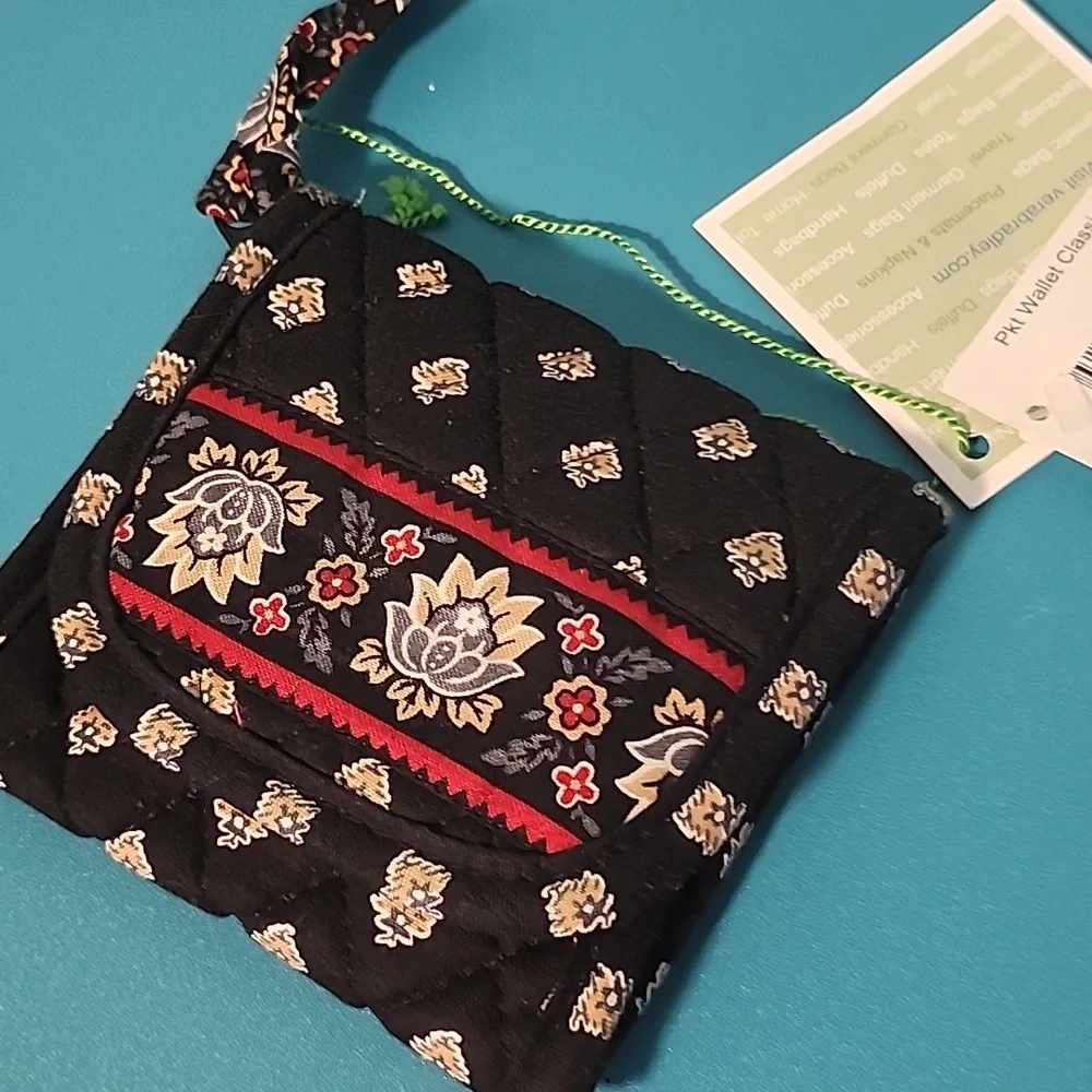 Vera Bradley Classic Black Brand New Drawstring Backpack &  Wallet 14" H 11" W - Picture 5 of 10